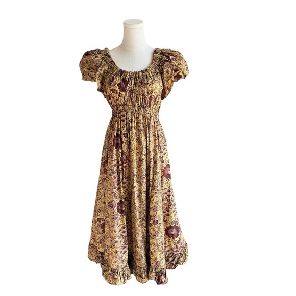 Ulla Johnson - Nanette Brown Floral Midi Dress Sz 4 - Picture 4 of 10